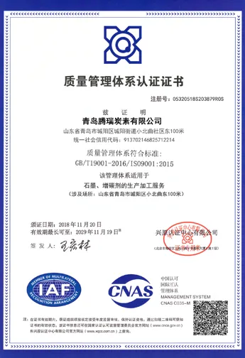 tennry quality management system certificate